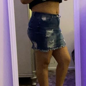 Distressed Jean skirt